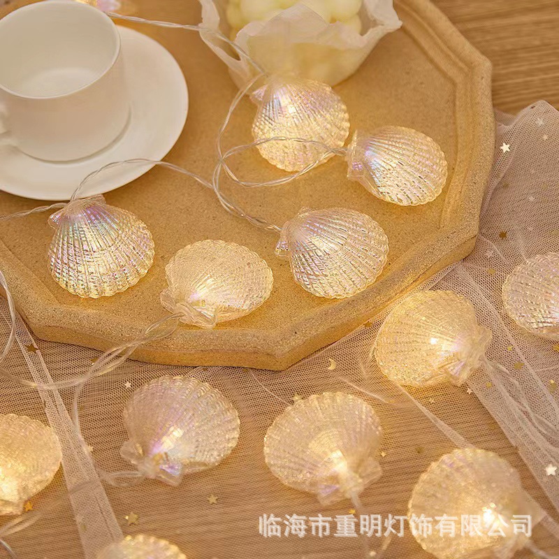 Conchas pintadas LED transfronterizas, estrellas de mar, luces de concha, cadenas de luces, puestos de mercado nocturno de alto valor, luces ambientales, luces de camping