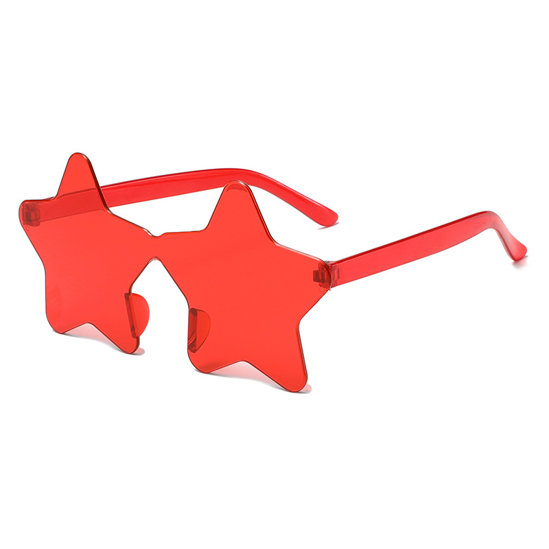 Juxin transfronteriza nueva personalidad color caramelo sin marco estrella gafas de sol fiesta fiesta extraña de cinco puntas de una pieza image 5