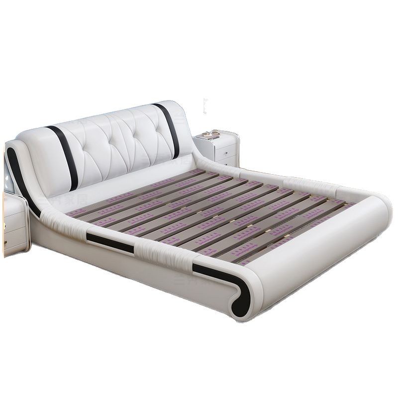 Cama de cuero nórdica moderna y simple cama doble tatami dormitorio principal lujoso ligero 1.5m cama grande de paquete suave dormitorio minimalista