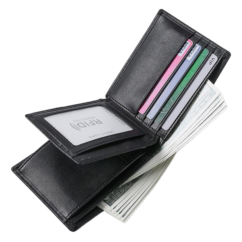 Cross-border Supply Genuine Leather Men's Wallet Multi-function Coin Purse RFID Anti-theft Brush Short Cowhide Multi-card Wallet