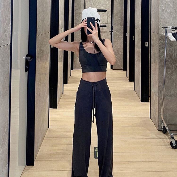 Throwbac*Still Pant/New Nude Pants Slimming Sports Pants Straight-Leg Pants Wide Leg Pants for Women