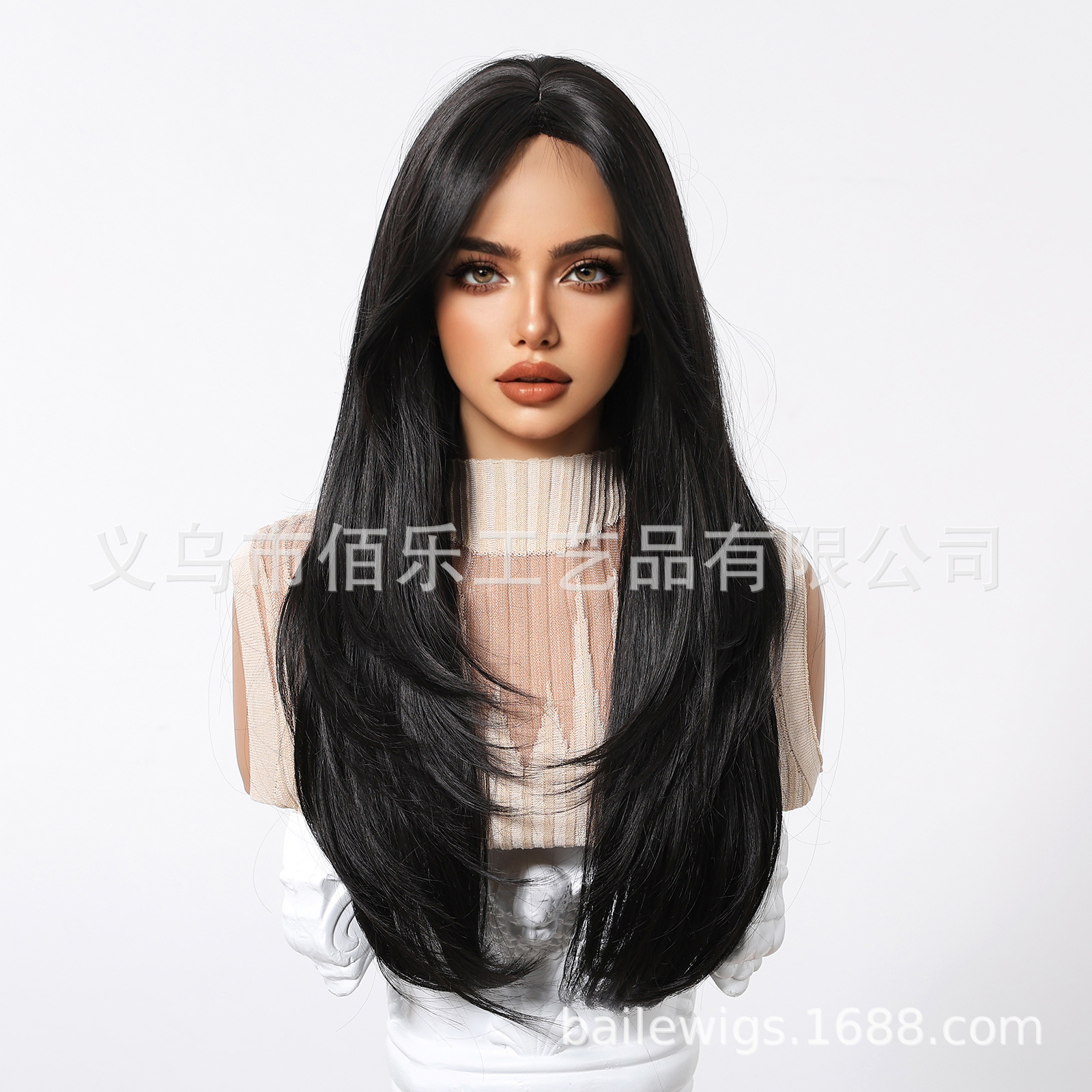 Transfronterizos venta caliente pelucas negras naturales rizos largos franjas capas sensación de red de rosas sombrero resistente al calor wigs image 3