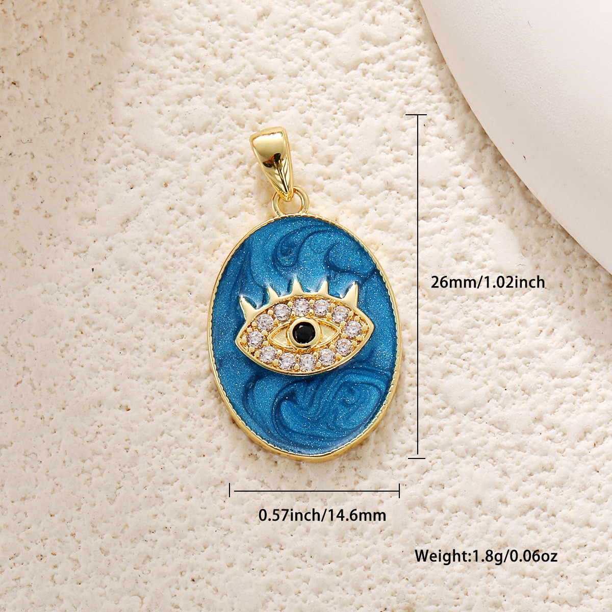 5g Weight Pendant Jewelry Making Type 13.8*18mm Jewelry Making Size Zircon Inlay Material DIY Jewelry Accessories Classification 1 Piece Quantity Copper Material Eye Pattern Enamel, Inlay Design IG Style Style 1 Piece 13.8*18mm Copper Zircon Eye Pendant 18