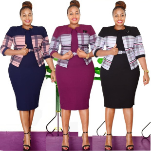 2XL 6XL African plus size cross-border foreign trade women's autumn new coat dress two-piece JX514