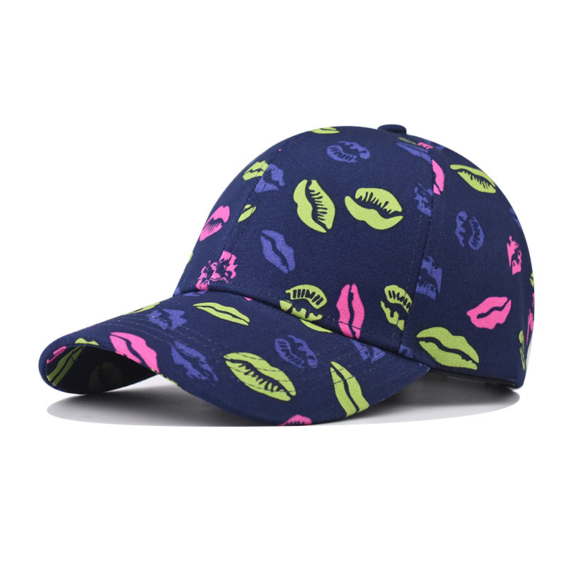 Transfronterizos nuevos labios de moda impresa gorra de béisbol gorra cuadrada gorra cuadrada gorra de moda gorra al por mayor