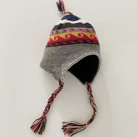 小众个性复古长辨子手钩针织雷锋帽女潮冬季保暖护耳毛线帽显脸小