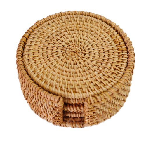 Vietnamese Rattan Coasters Round Table Tea Coasters Autumn Vine Dining Table Western Food Mat Heat Insulating Tea Set Accessories Wholesale
