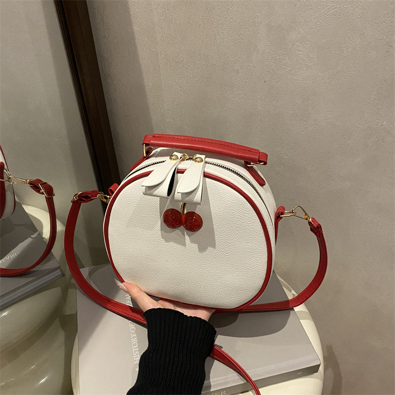 Cherry Colour Contrast Crossbody Phone Bag For Women_voghion.com