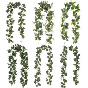 New Green Leaf Vine Artificial Eucalyptus Leaves Home Decoration Winding Willow Leaves Money Leaf Plant Wall Hanging