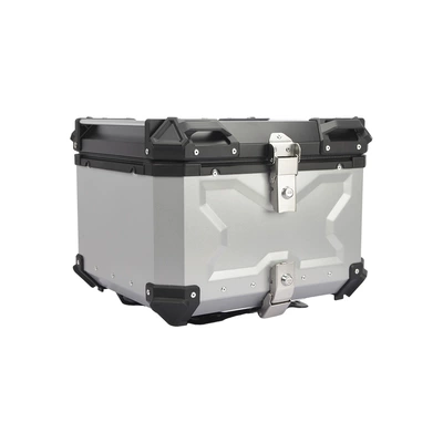 Motorcycle trunk — Motorcycle High-Strength Abs Quick-Release Waterproof - 45l-embossed-tail-boxsilver