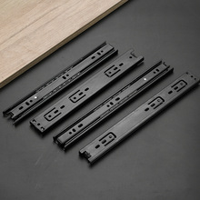 40宽35宽 三折钢珠滑轨办公桌抽屉家具五金滚珠三节轨道 厂家批发