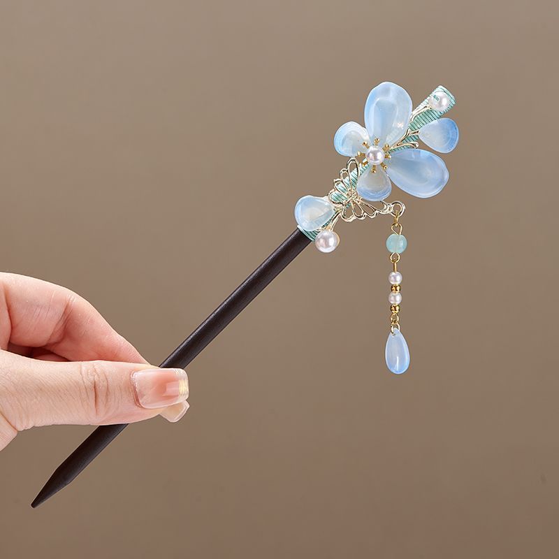 新中式古风发簪少女优雅盘发头饰仿黑檀木发钗古装汉服挽发木簪|undefined