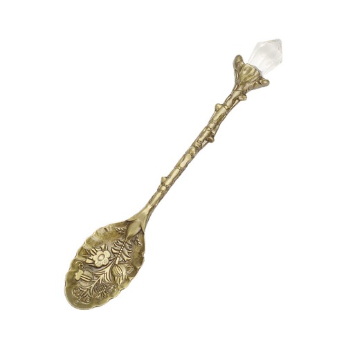Antique carved crystal head pattern alloy leaf spoon Nordic creative coffee ice cream spoon