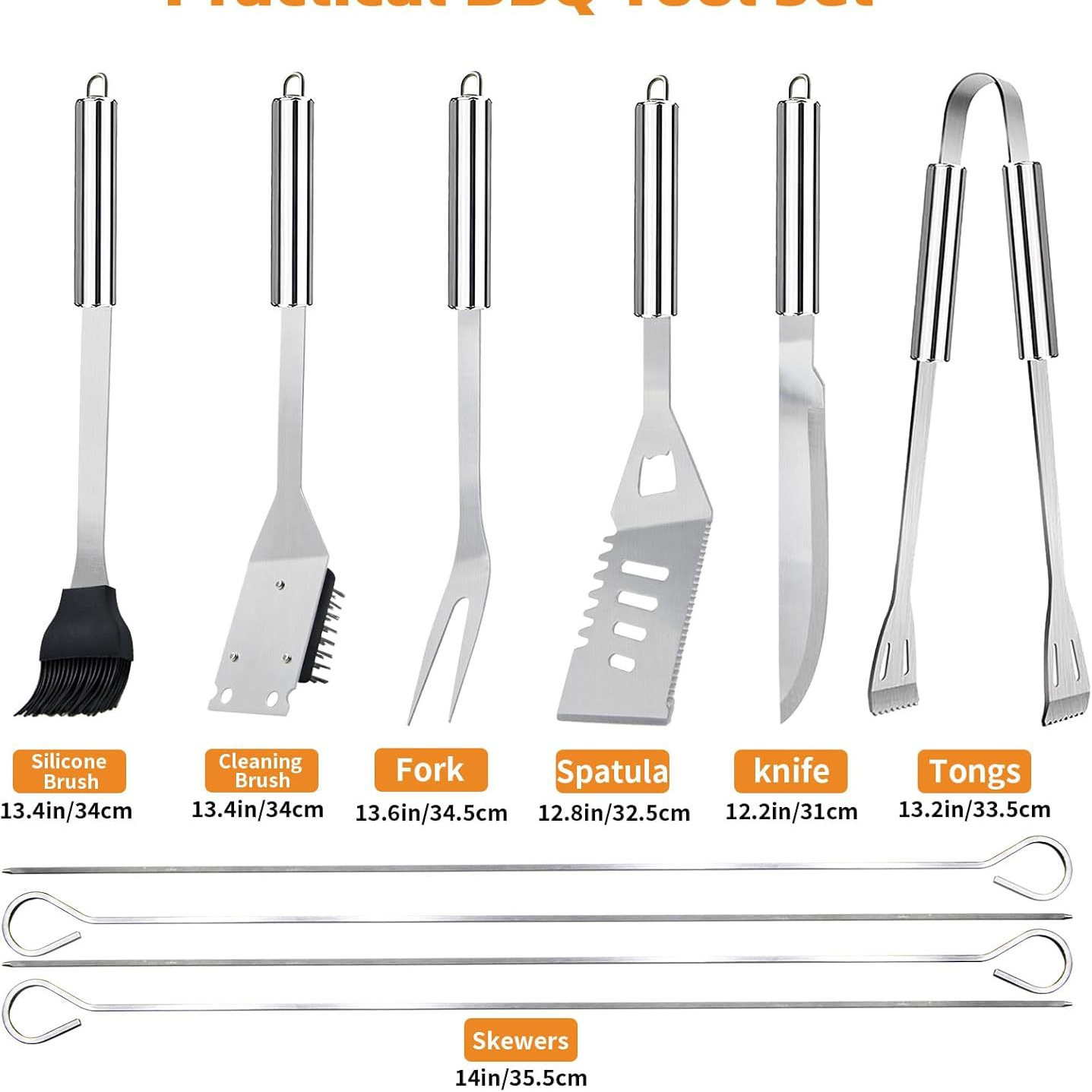 Amazon Cross-border venta caliente de acero inoxidable herramientas de barbacoa mango de tubo utensilios de cocción conjunto combinado BBQ al aire libre spot de fábrica