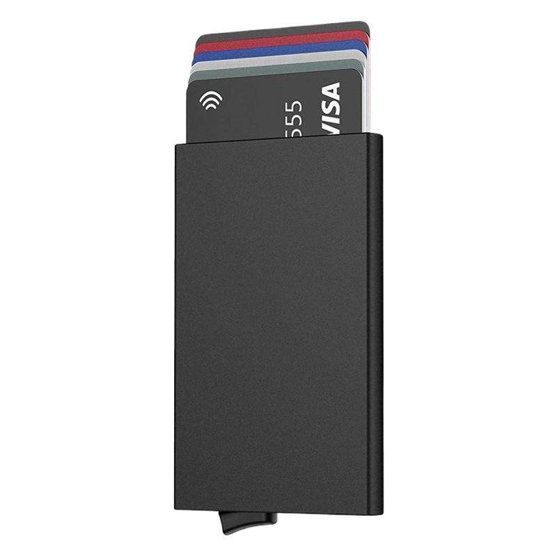 Tarjetero RFID de aluminio antirrobo para hombres, diseño minimalista de alta calidad
