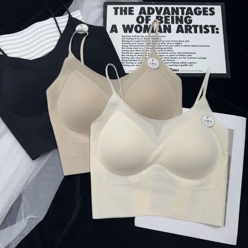 Summer Women's Ultra-Thin Underwear with Soft Support, Lightweight and Breathable Camisole with a Cool Cloud-Like Feel, Fixed Cup Inner Tank Top Summer Women's Ultra-Thin Underwear with Soft Support, Lightweight and Breathable Camisole with a Cool Cloud-Like Feel, Fixed Cup Inner Tank Top