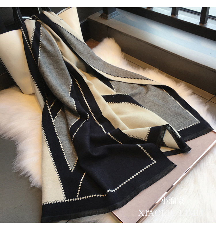 Color Block Pattern Winter Season Women's Simple Style Color Block Imitation Cashmere Scarf