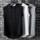 Hooded Vest Men's Fashion Brand Summer Sports Basketball Running Sleeveless T-Shirt Slim-Fit Drawstring Slim Sleeve Vest Men's Thin