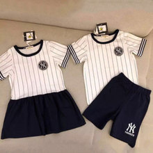 六一爆款潮牌2023夏季新款男女宝宝棒球服拼色条纹儿童表演服套装