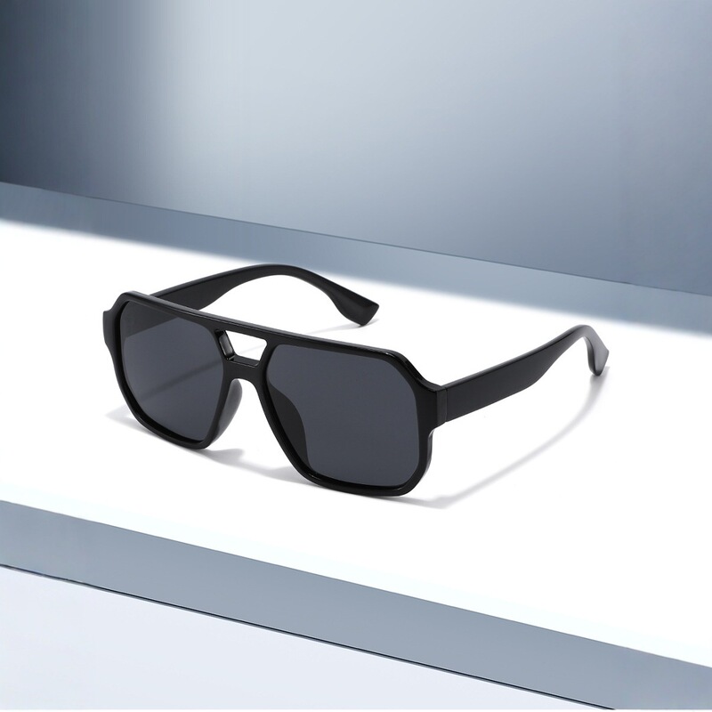 Retro Double-Beam Pilot Polarized Sunglasses I Popular Street Style Sunglasses Anti-Uv for Men and Women Versatile T1384
