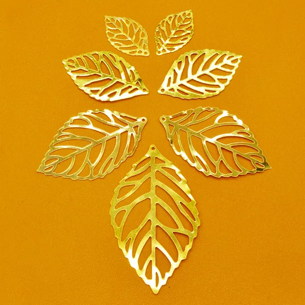 Metal Leaf Flakes Oval Cut Out Leaves Lighting Crafts Decorative Pendants Leaf Flower Pieces Small Leaves