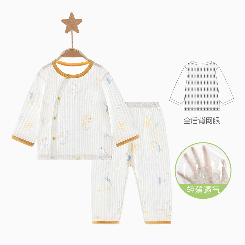 Pajamas infantiles de verano, ropa dividida delgada, 1 año, 2 niños y niñas, mangas largas, ropa de verano para bebés