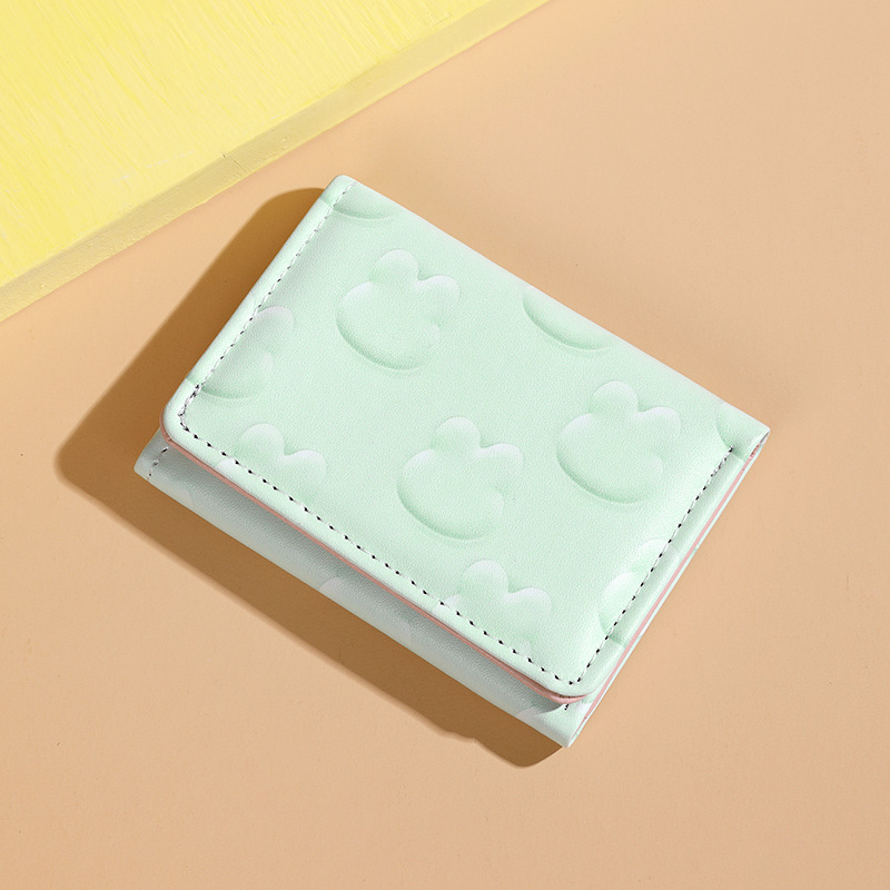 2024 nuevo diseño coreano de conejo fresco y lindo nicho de diseño de tres plegados corto multifuncional billetera estudiantil