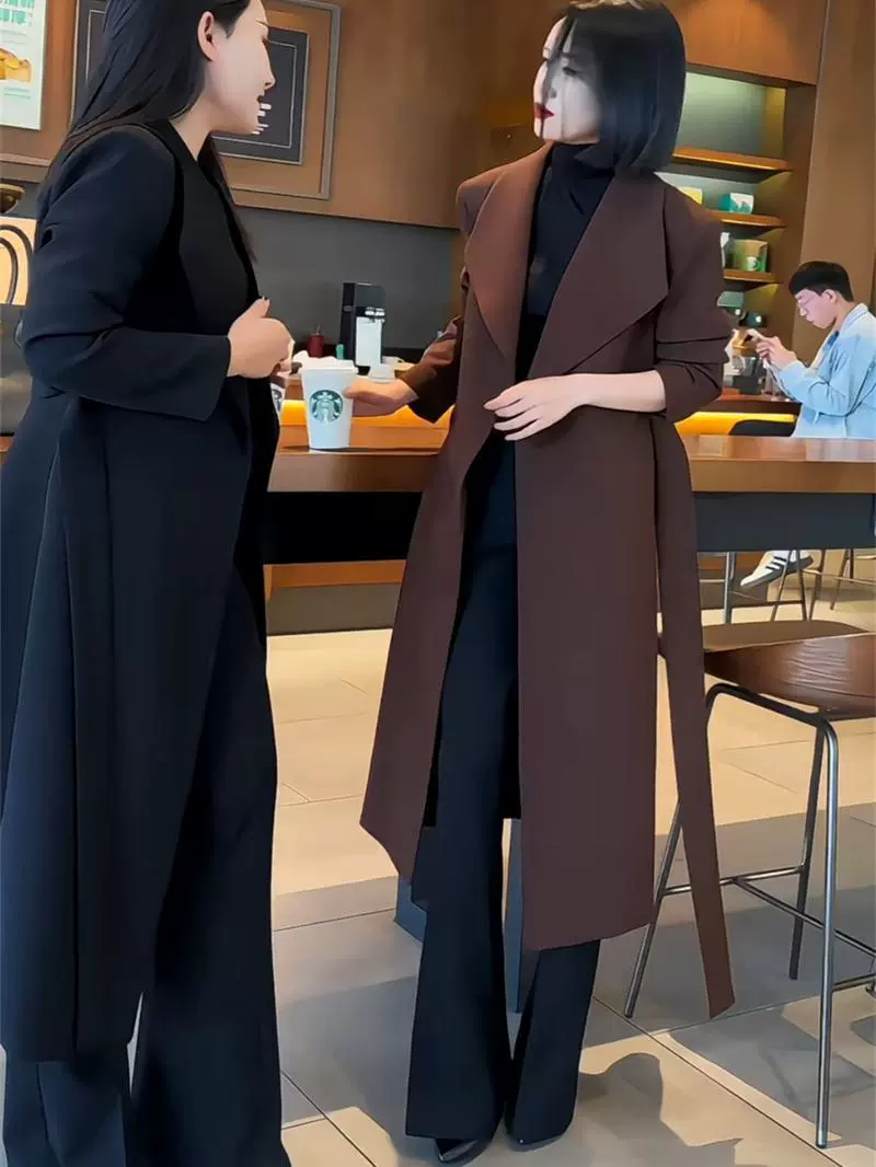Autumn long fitted brace, trench coat, plus size