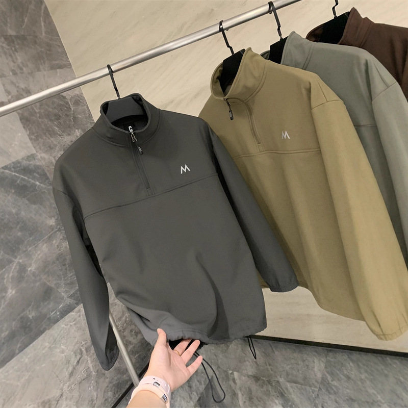 Island Country Single Cabinet Anti-Scratch, Wear-Resistant and Water-Repellent Men's Outdoor Mountain Style Pullover Half-Zip Fleece Soft Shell Jacket