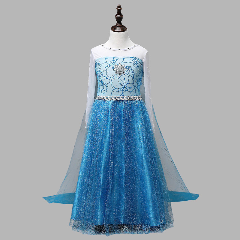 2025 Christmas Children's Clothing Frozen Princess Skirt Elsa Elsa Girls Hot Diamond Long Sleeve Dress