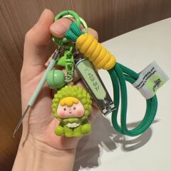 新款网红水果钥匙扣铃铛挂件少女心钥匙挂绳指甲刀耳勺闺蜜套装