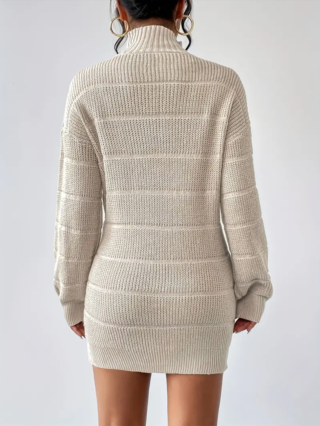 464g Weight Above Knee Dress Length Type Long Sleeve Sleeve Length Sheath Dress Dresses Type Regular Sleeve Sleeve Type Polyester Fabric Type Mid Waist Waist Line Daily Occasion Turtleneck Neckline Slim Fit Type Solid Color Pattern Winter, Autumn Season Women's Gender Casual, Elegant Style Wholesale Women's Casual Elegant Solid Color Daily Turtleneck Long Sleeve Sheath Dress 22