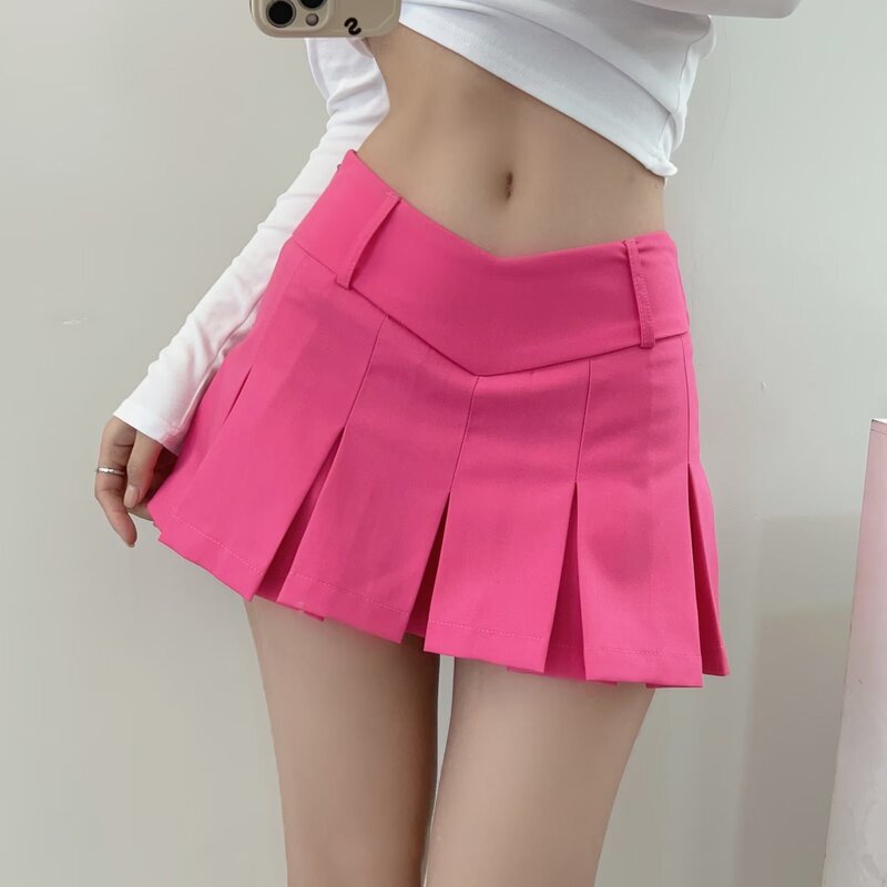 ins Hot Girl Style Low Waist Pleated Skirt Women's 2023 Summer New V-shaped Waist Lining Anti-walking Short Skirt Skirt ins Hot Girl Style Low Waist Pleated Skirt Women's 2023 Summer New V-shaped Waist Lining Anti-walking Short Skirt Skirt