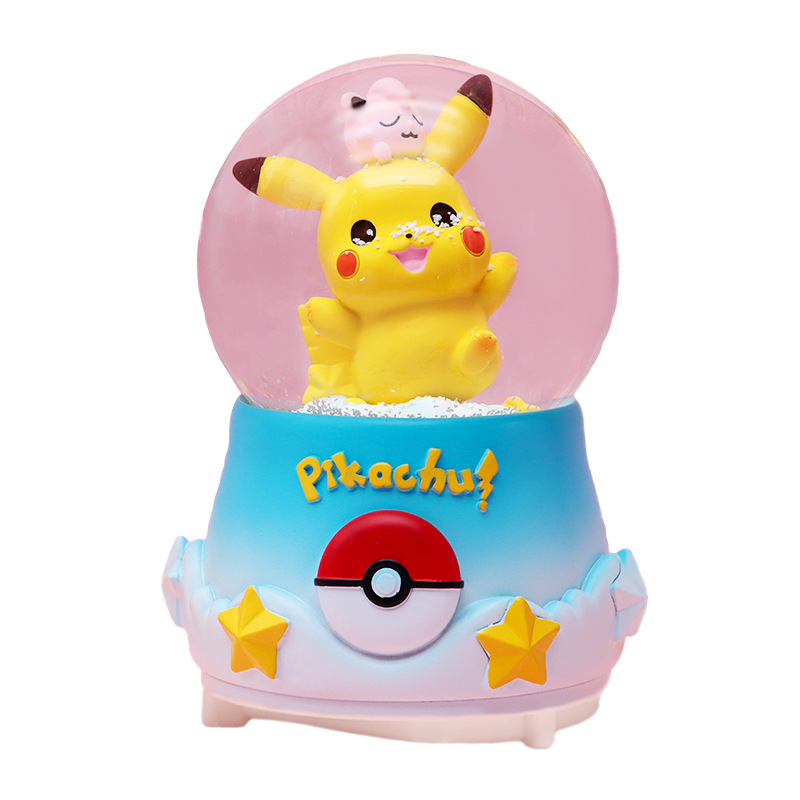 Pequeño libro rojo venta caliente dibujos animados lindo Pikachu bola de cristal caja de música caja de música luminosa para estudiantes y niños regalos