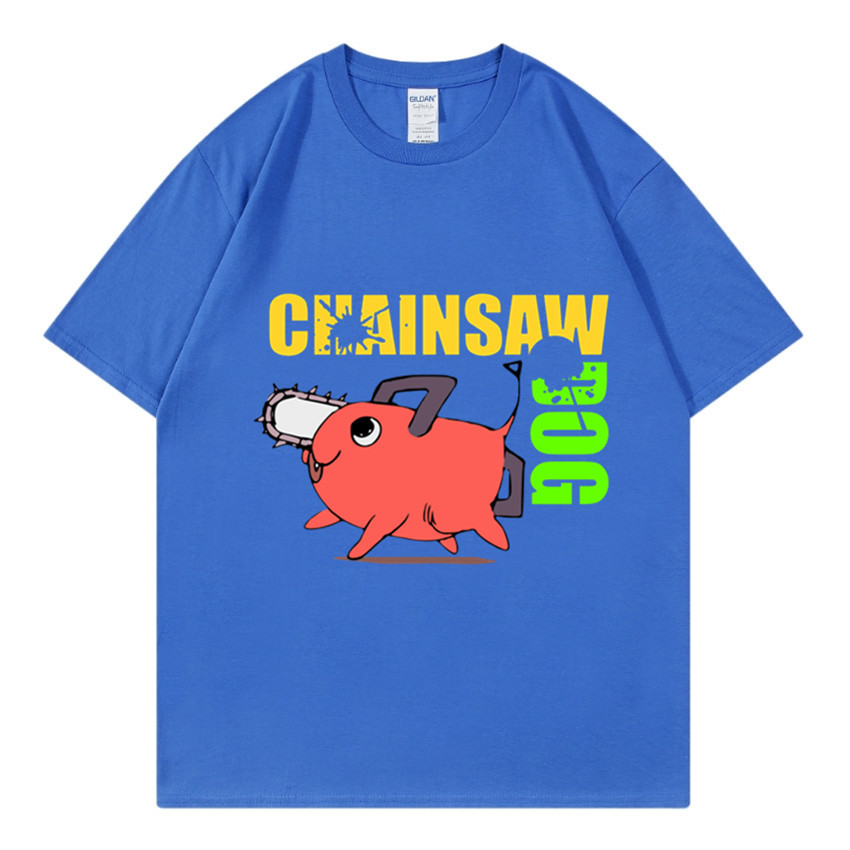 Electric Saw Man Electric Second Pochita Maniche Corte Uomo Estate Americano T-shirt Marchio di Moda High Street Cartoon Stampa Mezza Manica Coppia_voghion.com