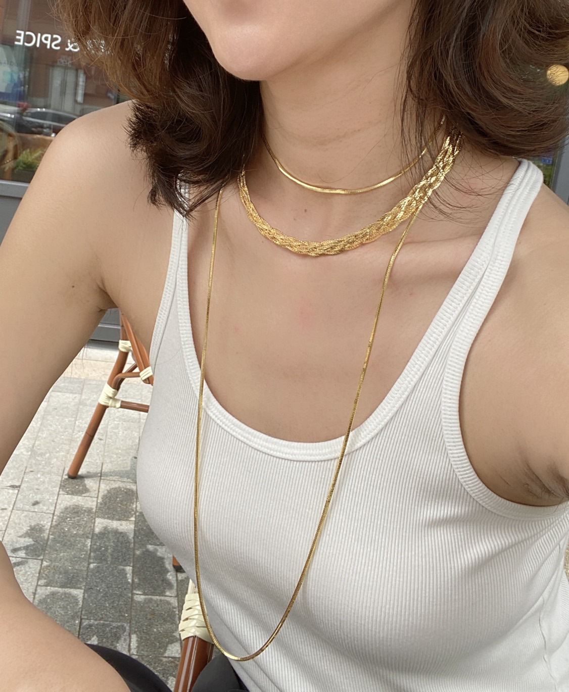 Fashion Geometric Titanium Steel Plating Layered Necklaces 1 Piece