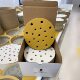 Cross-border 6-inch 15-hole car dry abrasive paper 150mm yellow sand back velvet disc sandpaper flocking anti-blocking abrasive sand