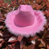 Fuchsia colored denim velvet hat, decorations