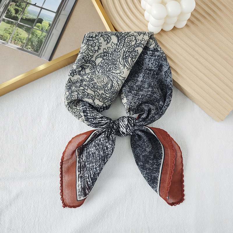 Toalla cuadrada fina de algodón y lino, fresca y transpirable, bufanda de seda pequeña con decoración literaria suave para mujer, bufanda de verano, bufanda pequeña de todo fósforo para mujer