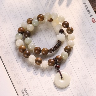 Good Temperament Is Unbeatable ~ Niche Design White Jade Bodhi Root Bracelet Natural Sandalwood Buddha Bead Bracelet for Men and Women