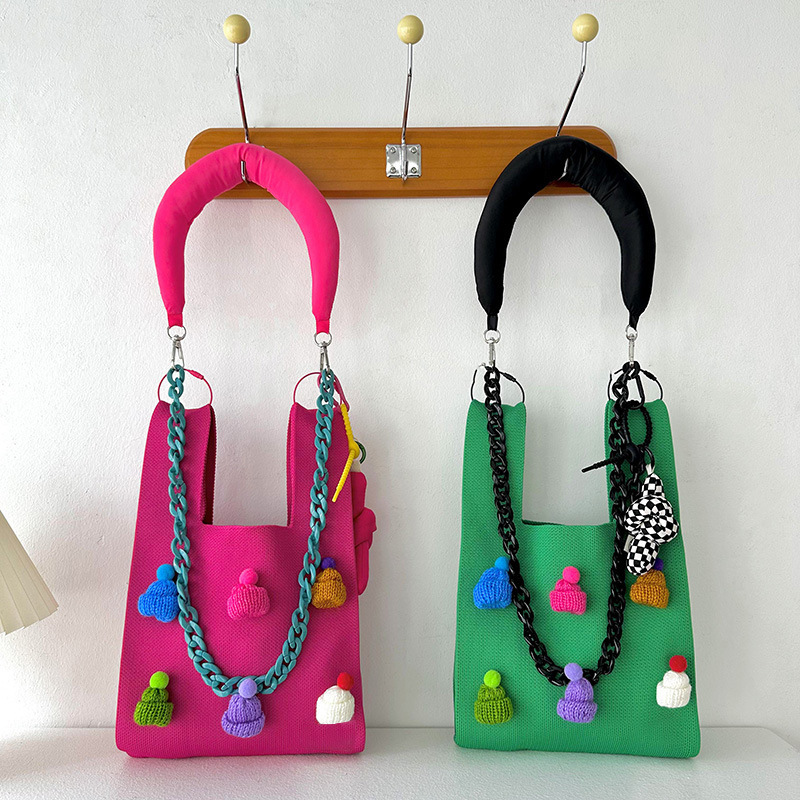 Dopamina lindo Navidad sombrero tridimensional de punto bolso de hombro estilo coreano versátil de gran capacidad bolsa de mano