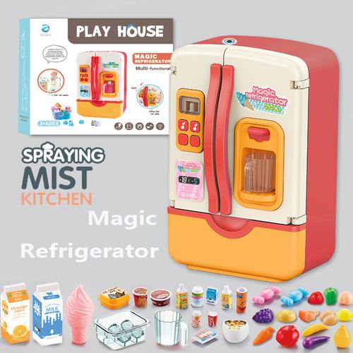 Light Spray Water Electric Children's Role-Playing Toy Refrigerator Simulation Home Children's Parent-Child Interactive Toy Gift