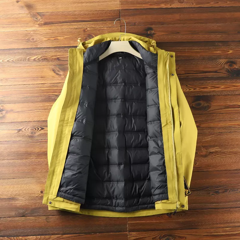 防暴雨级！三合一系列！秋冬男士纯色可拆卸内胆羽绒服连帽冲锋衣