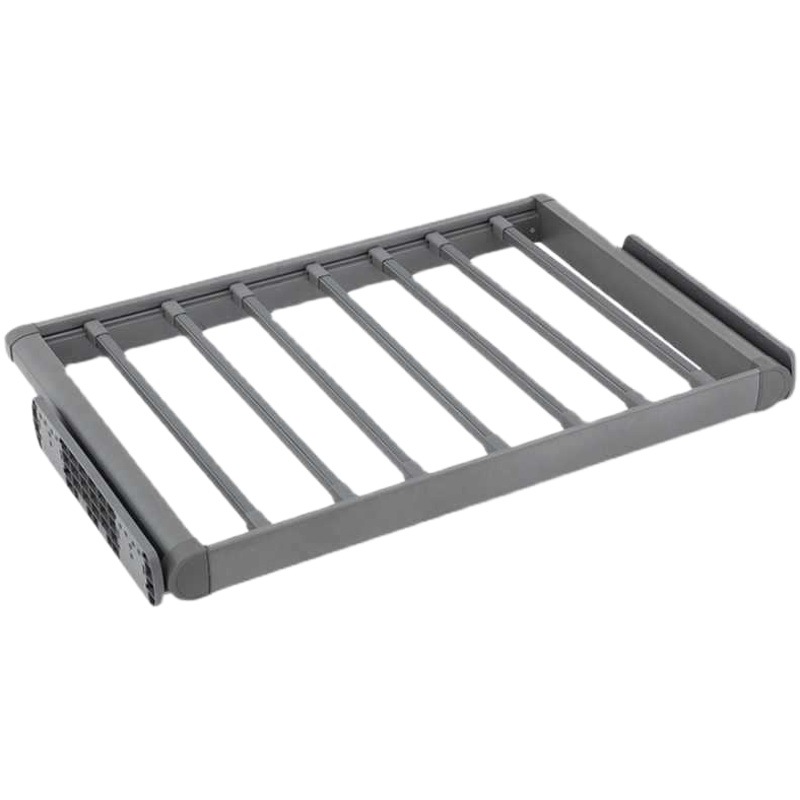 Perchero multifuncional extraíble para pantalones para armario, cesta extraíble retráctil con amortiguador para almacenamiento y pinzas para pantalones.