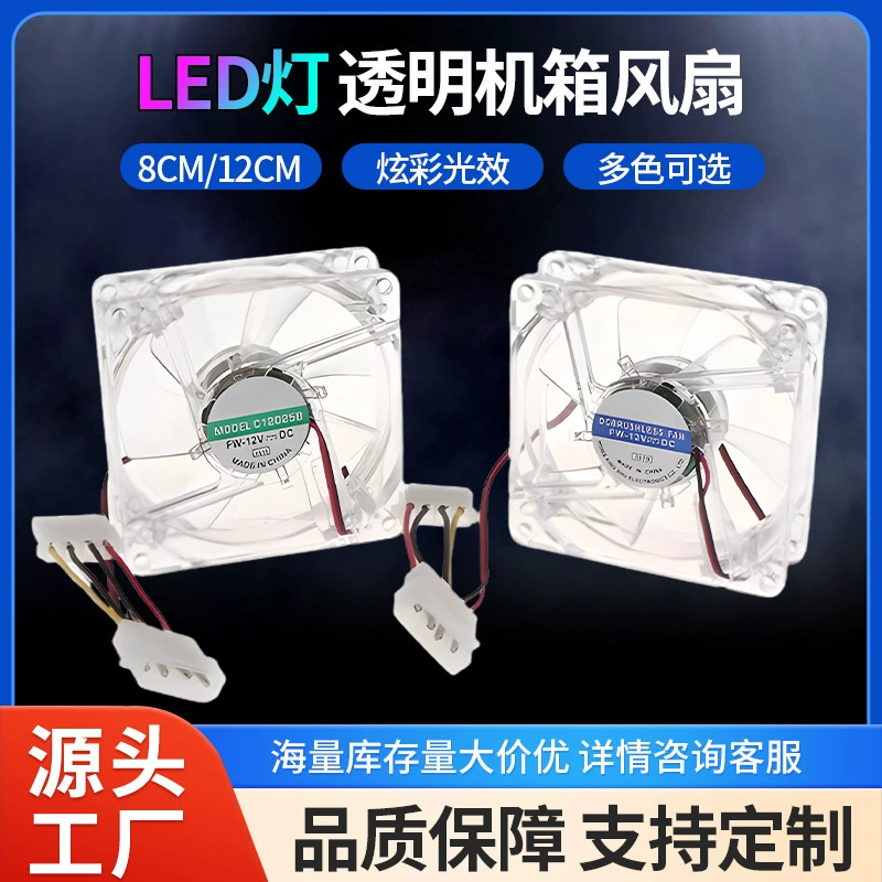 Прямые поставки с завода 8025 8 см LED-вентилятор для корпуса компьютера, прозрачный охлаждающий вентилятор шасси