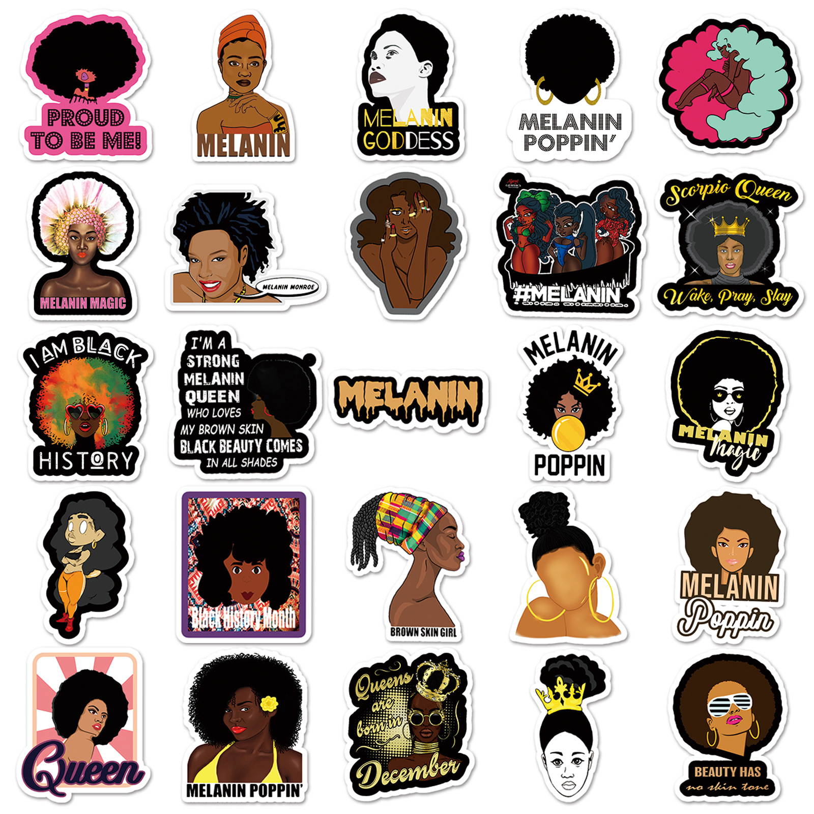 50 hojas de inspiración negro chica pegatinas equipaje motocicleta bicicleta decoración del coche de dibujos animados pegatinas de graffiti