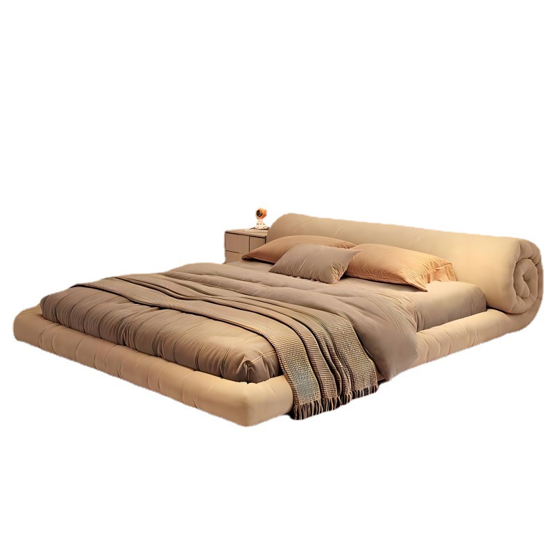 Cama de tela italiana minimalista con tecnología de envoltura, cama doble con estilo de crema, cama de cama principal moderna y simple, cama de boda con estilo de aire tranquilo. image 6