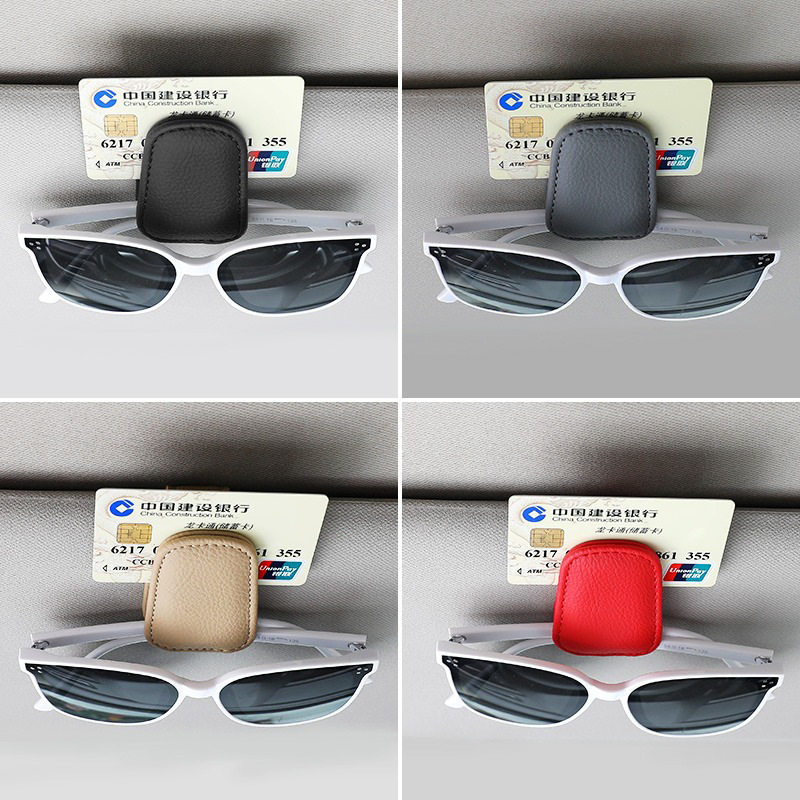 Multifunctional Car Glasses Clip Car Glasses Frame Leather Car Sun Visor Storage Box Car Sunglasses Clip Card Holder