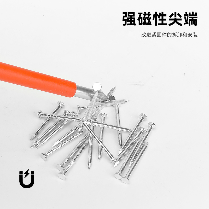 Juego de destornilladores de aislamiento de presión resistente al punto transfronterizo destornillador de una cruz con cabezal de destornillador magnético para electricista