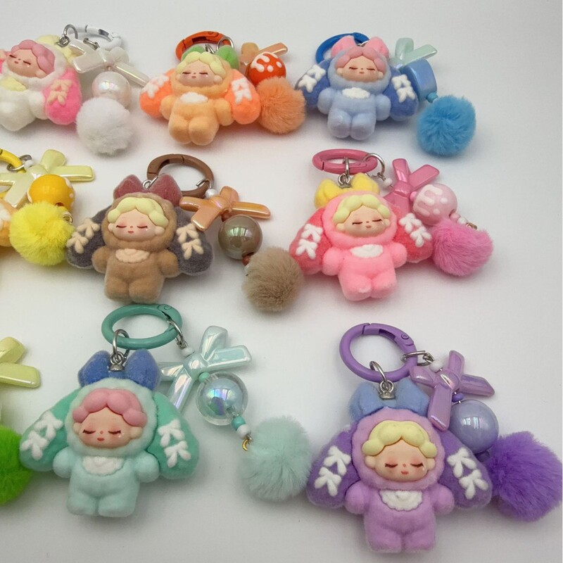 New Flocked Cute Bubble Wendy Keychain Accessory Trendy Toy Cute Live Blind Box Couple Backpack Pendant